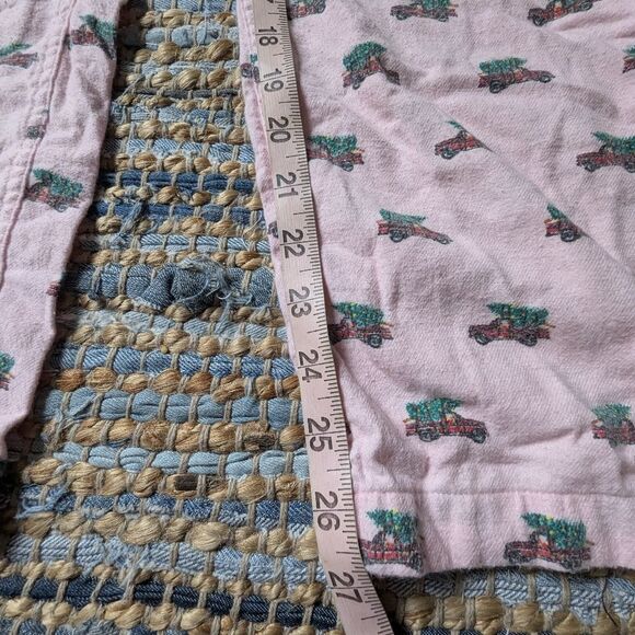 J.Crew Men's Pink Christmas Tree Truck Pajama Pants L Flannel Drawstring Waist - Picture 4 of 8